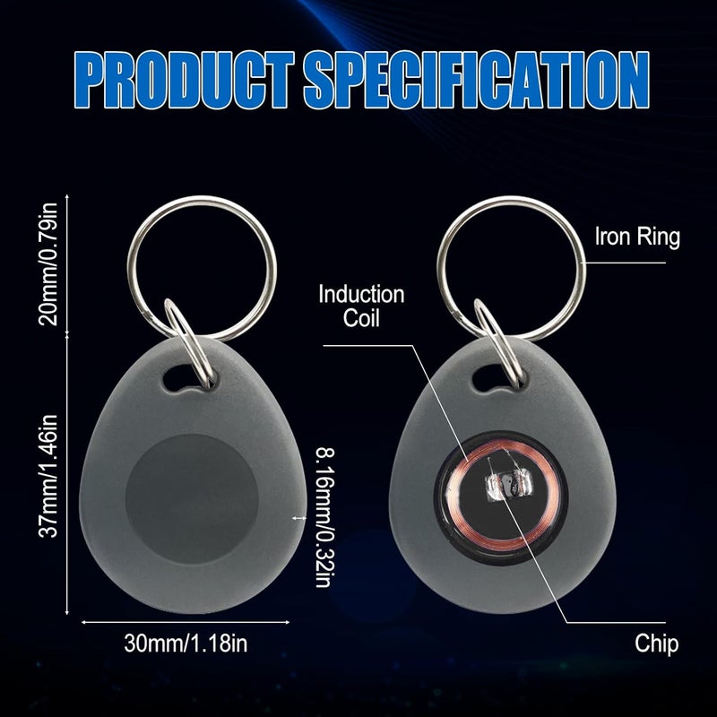 dcvbny 100pcs 26 bit Prox Keyfobs Proximity Fob Frequency 125KHZ HI-D Fit for Prox Key ISOProx 1386 1346 1386 1326 H10301 Format Card Readers & Vast Majority of Access Control Systems,Grey - Image 1